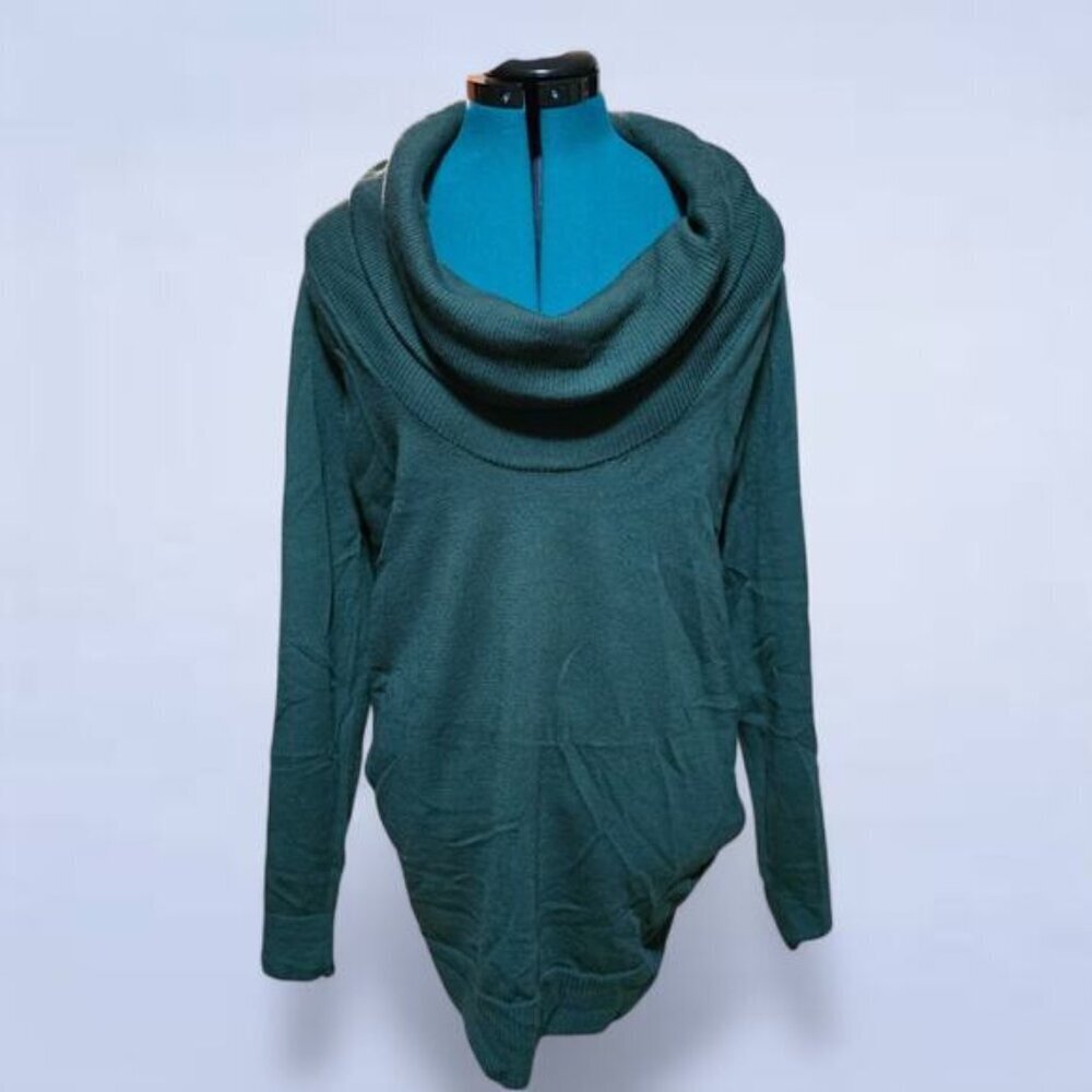 Theory Dark Green Cowl Neck Wool Sweater - Size Large
